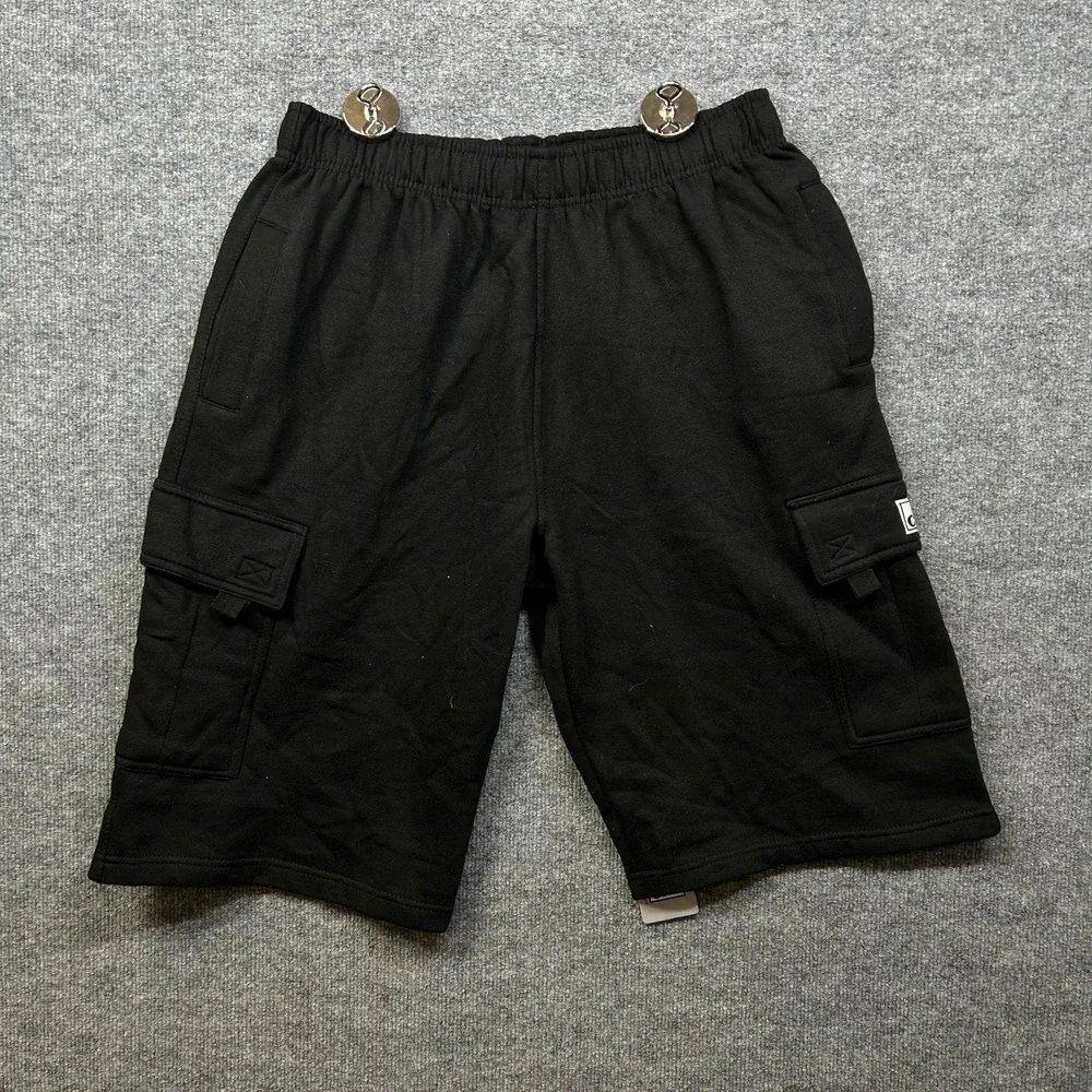 Pro Club Fleece Cargo Shorts Men's Black Pockets Drawstring Streetwear XL - NWT